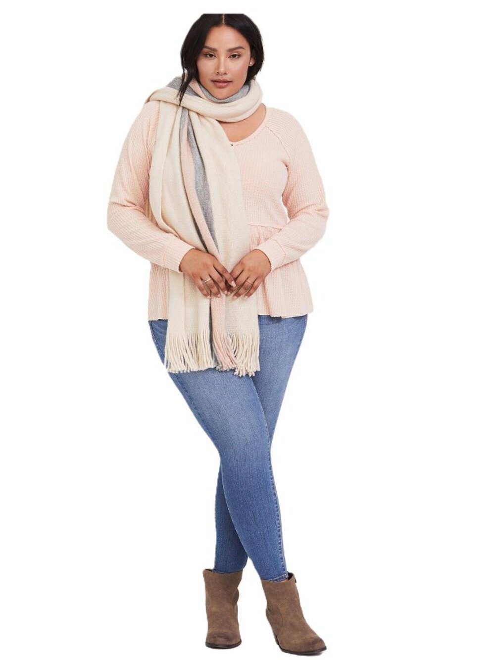 Torrid SZ 3 Pale Blush Brushed Waffle Henley Babydoll Top